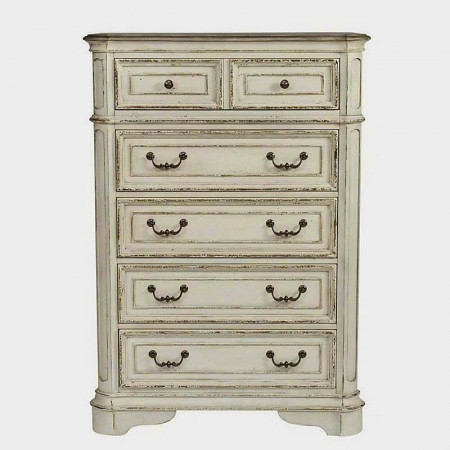 BV1809 - CH : Tủ 6 Ngăn Kéo Giả Cổ - Màu Trắng Kem 